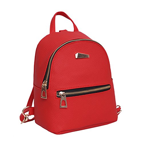 Compia Women and Girl Mini Backpack Travel Handbag School Rucksack Packet (Red)