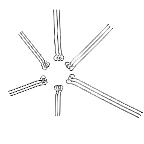 VALYRIA 1500pcs Stainless Steel Eye Pins Findings Head Pins 20mm-50mm(6/8