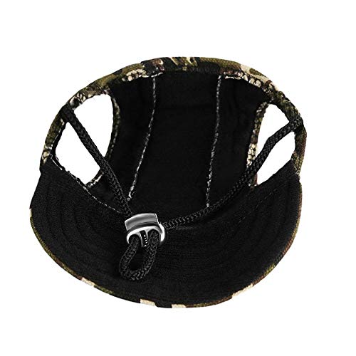 Happy Hours - Dog Pet Cat Canvas Oxford Fabric Hat Sports Baseball Cap Ear Holes Sunhat with Adjustable Neck Elastic Leather Rope Strap (Camouflage, Size L)