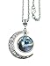 Moon Necklace Doctor Who The Tardis Crescent Pendant Vincent Van Gogh Starry Night Charms Gift For Women (Moon silver)