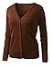 BILY Women's V-Neck Button Down Long Sleeve Classic Knit Cardigan Mocha 3X-Large