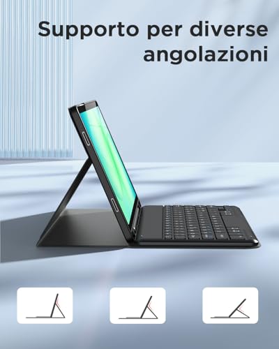 EasyAcc Keyboard Cover Compatible with Samsung Galaxy Tab A11 Plus/A9 Plus 11 Inch with Screen Protector, Removable Keyboard Protective Case with Pen Holder, Black
