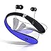 Dostyle Bluetooth Headset, Wireless Bluetooth Stereo Headphones Headsets Neckband Foldable Sweatproof with Retractable Earbuds with Microphone(Blue)