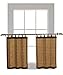 Bamboo Ring Top Curtain BRP07 2-Piece 48-Inch L x 24-Inch H Tier Set, Colonial Brown