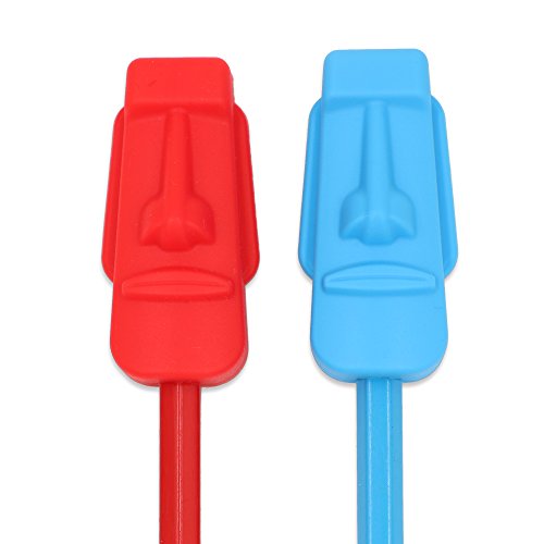 V-TOP Sensory Chew Pencil Toppers Fidget Biting Teething Tubes Toys for Autism & Oral Motor Special Needs Kids, Chewable Teether for ADHD Children - 2 Pack (Red&Blue)
