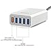 Lumsing Quick Charge 2.0 40W Multi-Port USB Desktop Charging Station Dock with Smart IC Technology, 1 Port QC2.0 + 4 Port with Smart IC Technology, 5 Port USB Desktop Charger for SmartPhones White