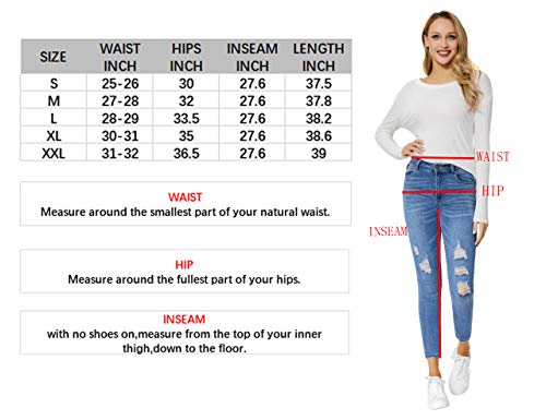 YUANRANER Womens Ripped Skinny Jeans High Waist Fashion Distressed Jeans Stretchy Denim Pants with Hole Lightblue-S