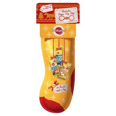 Pedigree1 x Christmas Dog Stocking with 4 Packs of Treats Ideal