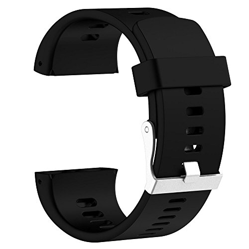 QGHXO Band for Polar V800, Soft Adjustable Silicone Replacement Wrist Watch Band for Polar V800 GPS Sports Watch (No Tracker) (BK)