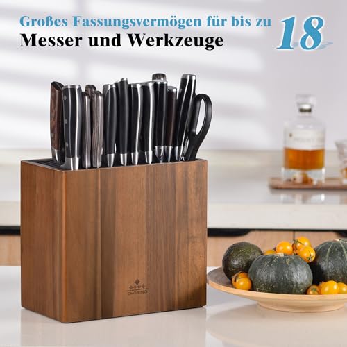 ENOKING Messerblock ohne Messer aus Akazienholz, Universal Messerblock mit Kunststoffdeckel, Hochwertiges Messerhalter für Messer und Geflügelschere/Wetzstahl thumbnail 3