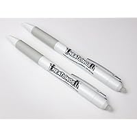 NEATLINGS Erasable Clicker Pen White Barrel, Grey Trim, Black Ink, Set of 2