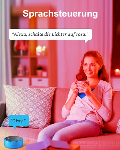 Smart Lampe WOOX Alexa Glühbirne E27, Wlan Smart Lampe mit App, 10W Warmweiß Kaltweiß Lampe, RGB Leuchtmittel, Mehrfarbige Dimmbare Glühbirne,Sprachsteuerung mit Alexa, 2 Stück