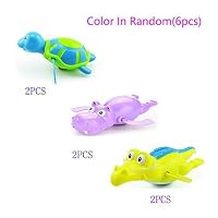 6 pcs Windup Swimming Shower Toy Clockwork Bath Toy ,Sea Animals Turtle,Hippo,Crocodile Fun Water Toy Sets Random Color