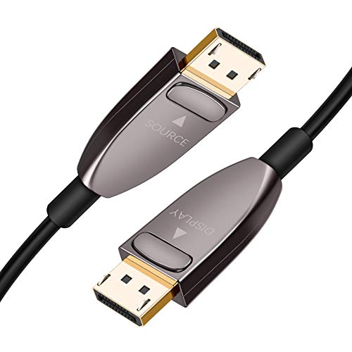 CableCreation DP Fiber Optic Cable 33ft, Displayport 1.4 Fiber Optic Cable, High Speed 32.4 Gbps Support 8K@60Hz 4K@120Hz, DP1.4 Fiber DP to DP Cable Gold Plated, 10M/ Black with Zinc Alloy Case