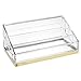 mDesign Plastic 4 Tier Cosmetic Palette Organizer with 4 Compartments for Bathroom Vanity, Countertop or Cabinet to Hold Makeup, Lipstick, Eyeliner, Beauty Accessories - Clear/Soft Brass