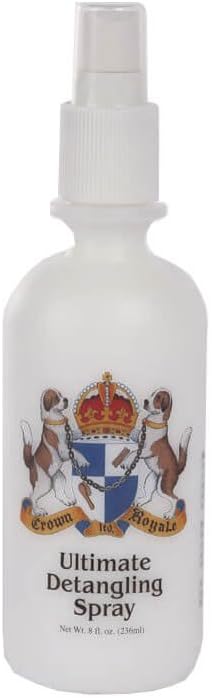 Crown Royale Ultimate Detangling Pet Spray Ready-to-Use, Removes Tangles, Prevents Stains, Repels Dirt, Made in USA, 8 oz
