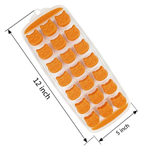 Ice Cube Tray, Candy, Chocolate Mold, Cat Ice Mold, Easy Release, BPA free, 2 Pack, Dishwasher Safe Orange AICHOOF