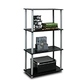 Furinno (99557BK/GY) Turn-N-Tube 4-Tier Multipurpose Shelf Display Rack - Black/Grey (Misc.)