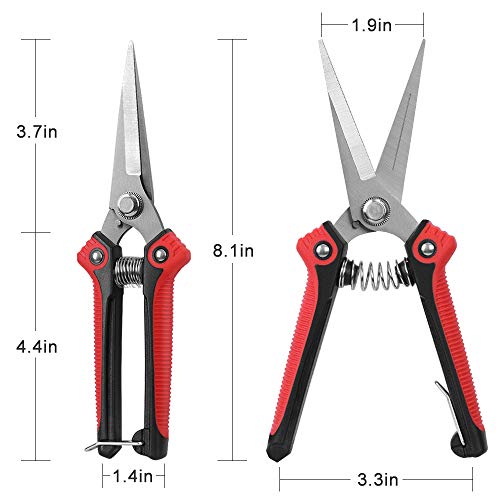 WYF 8.1″Gardening Hand Pruner Pruning Shear with Straight Stainless Steel Blades,Ultra Sharp Multi-Purpose Scissors for Garden Harvesting Fruits & Vegetables,Trimming Flowers and Plants (Red) - Thumbnail 3