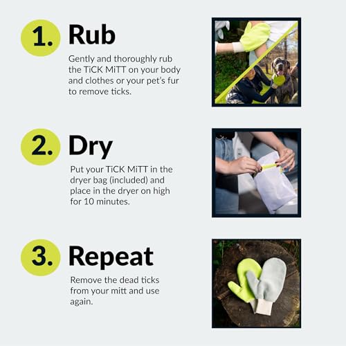 TiCK MiTT Blue Protective Glove for Tick Removal from Pets & Humans - Easy, Gentle, Chemical-Free Tick Handling - Portable & Durable for Outdoor Adventures