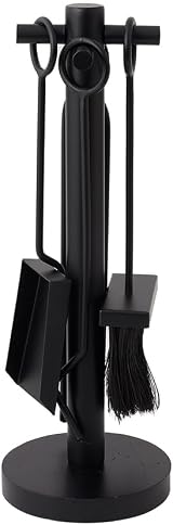 CHARLES BENTLEY Fireplace Companion Set Tongs Poker Shovel Brush Stand Olive view 3