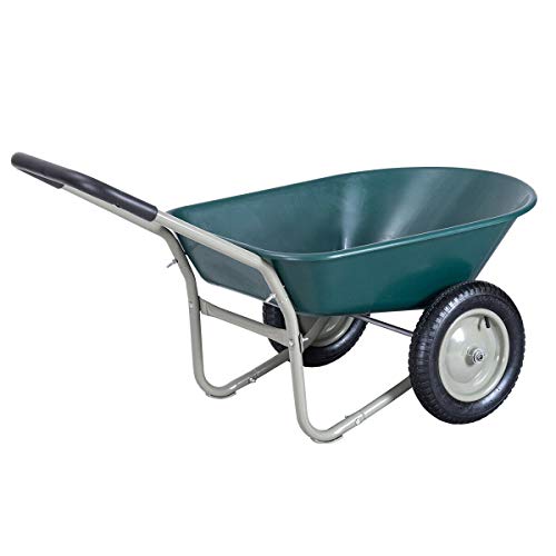 Dual Wheelbarrow Garden Cart Utility Cart Outdoor, Heavy-Duty Steel Frame, Suitable for Patio, Warehouse, and Farm