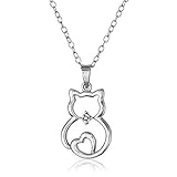 Cute Cat Sit Lovely Animal Pendant Necklace Gift for Women Girl