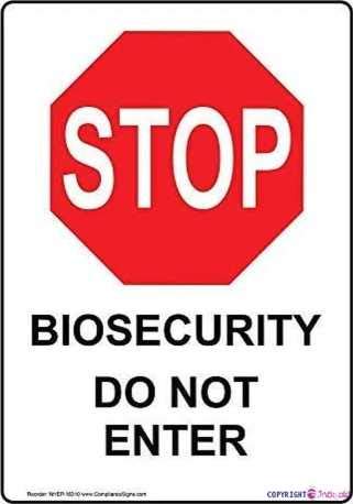 Novelty Warning Metal Tin Sign Biosecurity Do Not Enter Sign Outdoor Security Farm yard Warning Decoratives Metal Aluminum Sign 8 X 12 INCH