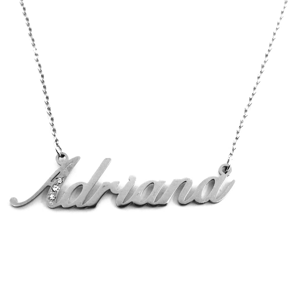 Kigu Name Necklace Adriana - Silver Tone - Custom Name Necklace - Personalised Jewellery for Ladies- Customised Jewellery for Girls- Custom Pendant Adriana