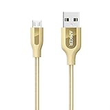 Anker PowerLine+ Micro USB The Premium Durable Cable [Double Braided Nylon] for Samsung, Nexus, LG, Motorola, Android Smartphones and More (Golden, 3ft)
