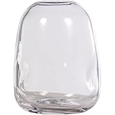 Handblown Clear Glass Dimpled Vase - by Alice Lane Home Collection - Elegant Home Decor Vase for Fresh & Faux Flowers, Table 