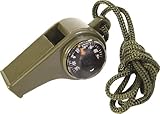 niceeshop(TM) Multifunctional Survival Emergency Outdoor Camping Essential Caution Whistle Compass (Military Green-2)