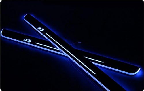 LQYAUTO 2pcs Car Styling Welcome Pedal LED Flash Door Sills Moving Scuff Plate Light Panel Front Door For VW Scirocco R 2009-2015 Blue Color Light