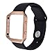 TOROTOP Compatible with Fitbit Blaze Bands,Small Soft Silicone Replacement Sport Strap Band+Rose Gold Frame with Quick Release Pins (Small Black band+Rose Gold Frame)