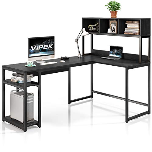 VIPEK LShaped Desk with Hutch, 69" Large Computer Desk Gaming Table PC