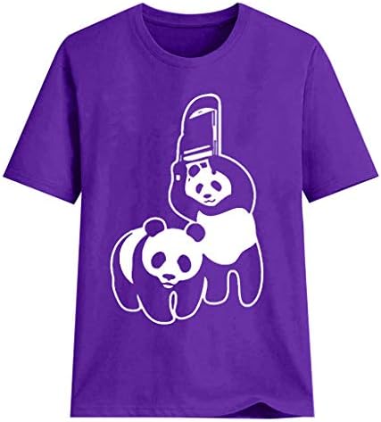 Plus Size Shirt for Women Fashion Casual O-Neck Tee Top Print Cute Panda Short Sleeve T-Shirt Top Blouse Activewear