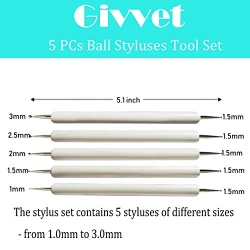 Embossing Tool - 5 PCs Ball Styluses Tool Set - Double Ended Ball Stylus Tools for Clay, Nail Art, Paper Crafting, Metal Embossing and Stencils