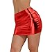 YiZYiF Women's Shiny Metallic Liquid PVC Leather Wet Look Dress Short Mini Skirt Red