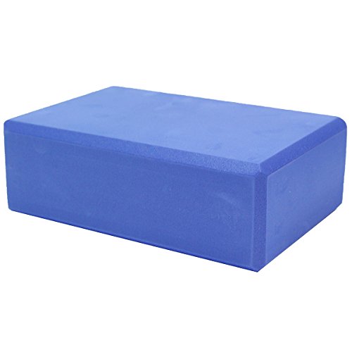 Sol Living Yoga Block - Compact Durable High Density EVA Foam Block for Balance and Stability, Exercise, Fitness, Pilates and Yoga Accessory - 3" x 6" x 9" Blue Color