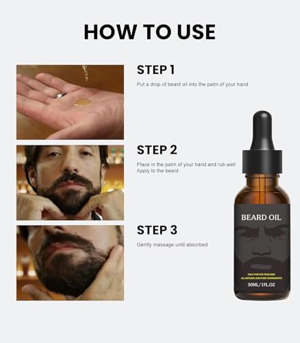 Beard Oil, Pure Natural Beard Growth Oil Moisturizing Softener, Beard Growth Products for Patchy, Father's Day, Perfect Gifts for Men Husband Boyfriend Dad, with Green Tea Scent (30 ml)
