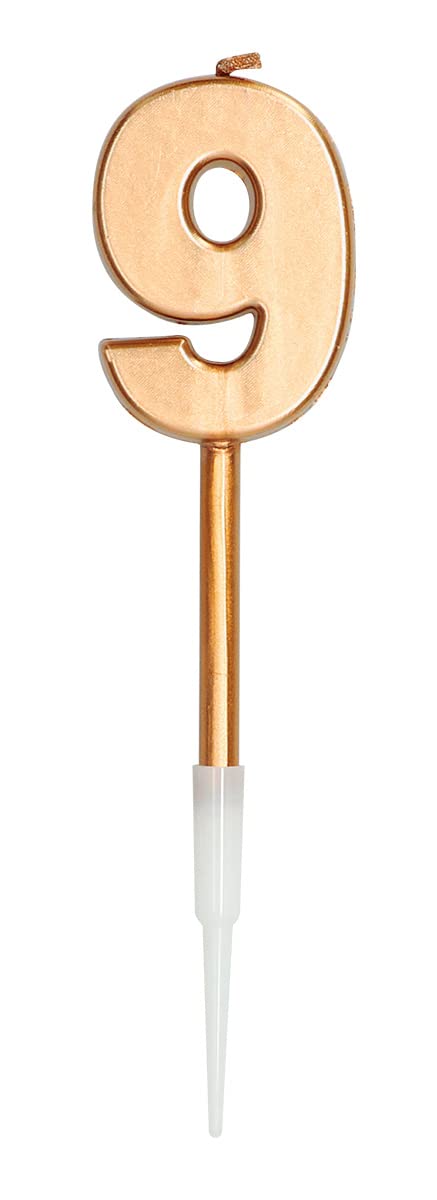 Folat 66039 Cake Candle Bronze Metallic Shiny Approx. 10 cm High Number 9