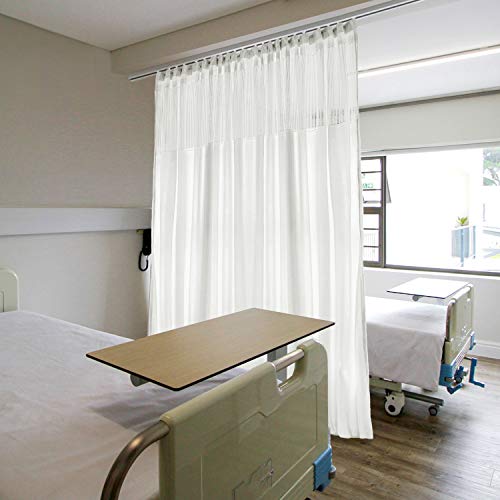 cololeaf 5ft Wide x 8ft Tall Flat Hooks Hanging for Hospital Medical Clinic SPA Lab Cubicle Curtain Divider Privacy Screen, in White Customizable