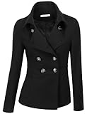 Doublju Women's Double Breasted Pea Coat Jacket