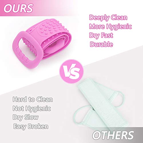 Silicone Body Scrubber, cshare Back Scrubber for Shower for Men Women Exfoliating, Comfortable Massage Silicon Bath Body Brush for Shower, Eco Friendly Hygienic Skin Health Washer (Purple)