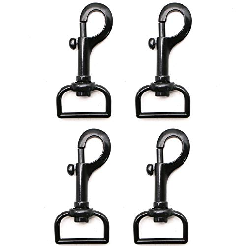 JETEHO 4 Pack Swivel Lobster Claw Clasp Heavy Duty Spring Loaded Snap Trigger Clip 3.1 x 1 inch (Black)