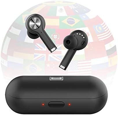 KLEDDP Bluetooth Translation Headset, Intelligent Voice Translation Device, TWS Wireless Headset, Bluetooth Headset Bluetooth 5.0 In-ear Translator (Color : Black)