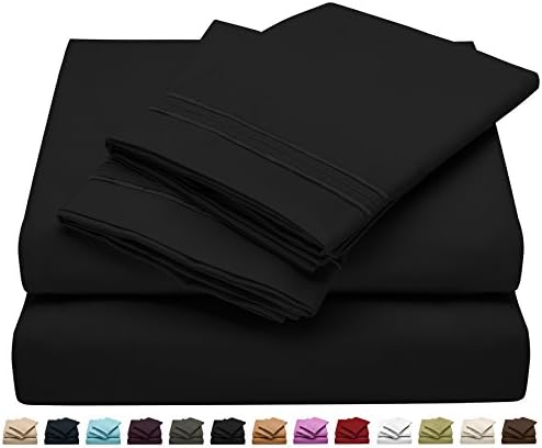 California King Size Bed Sheet Set - Soft Brushed Microfiber Luxury Comfort Sheet Set - 1800 Thread Count Bedding Linens - Black - Victoria Collection by Jessie Porter
