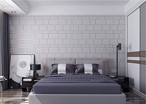 Wallpaper Modern Minimalist Imitation Marble Pattern Geometric Brick Pattern Non-Woven Wallpaper Tv Background Wall Bedroom Living Room,0.53M X 10M,Silver Grey