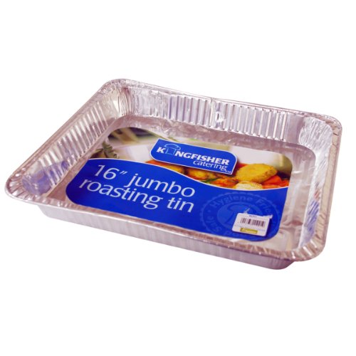 Kingfisher Jumbo Foil Rectangular Roasting Tray, Silver, 16-Inch