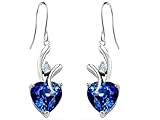 Star K Sterling Silver Hanging Hook Heart Earrings